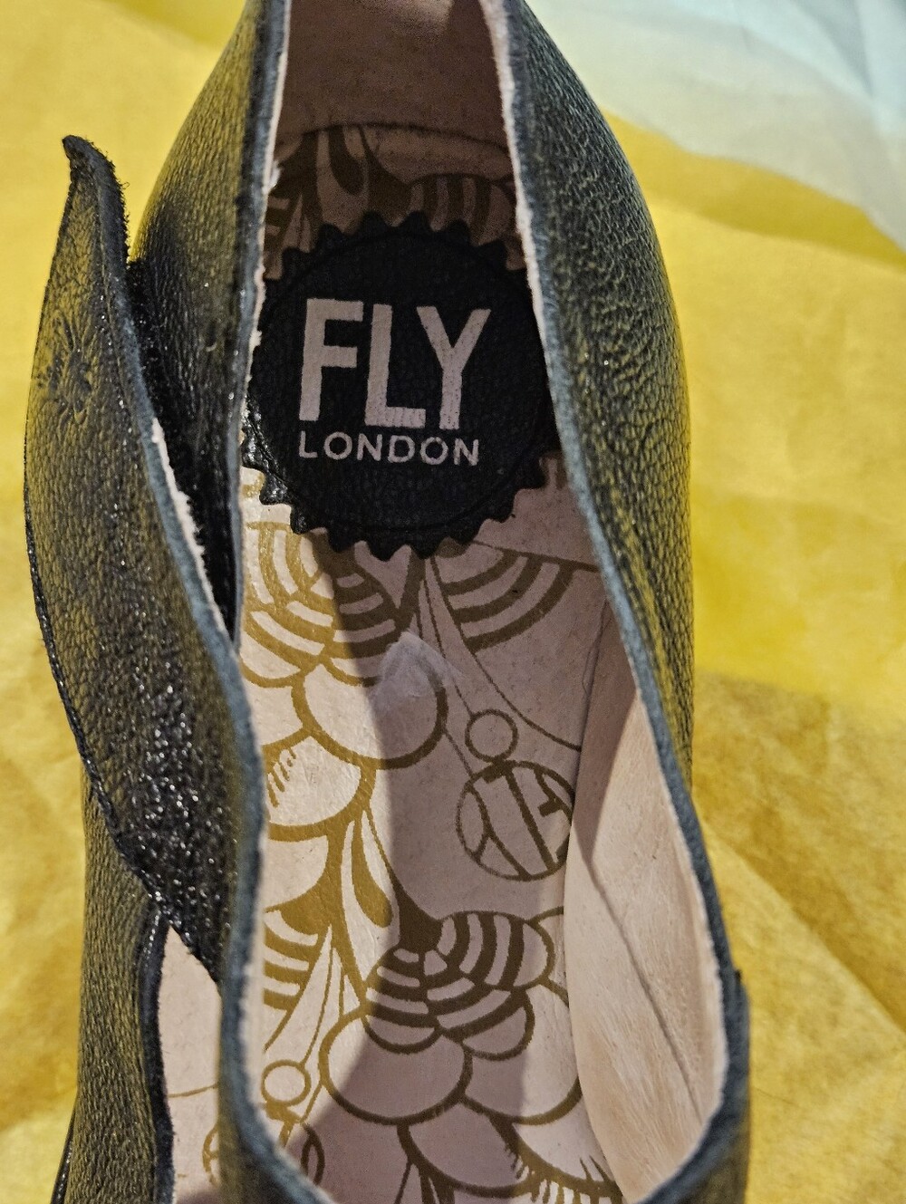 Fly London Black Leather Wedge Mary Jane - Picture 3 of 4